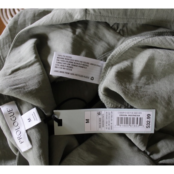 Prologue NWT Oversized Taupe Sage Green Long Sleeve Cuffed Dress Medium - Picture 9 of 9